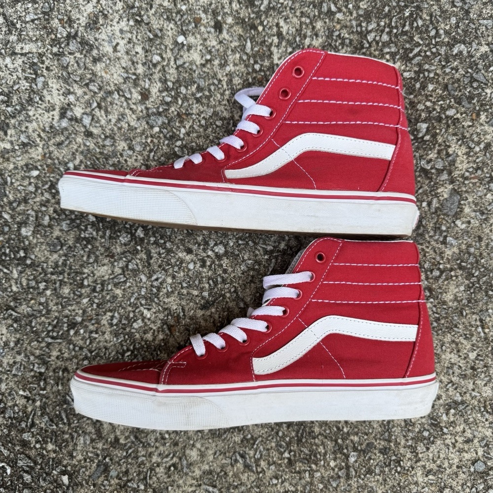 Vans Sk8-Hi Racing Red Men's 9‎ Women's 10.5 Sneaker Skater Canvas Hi-Top Shoes - Picture 8 of 10